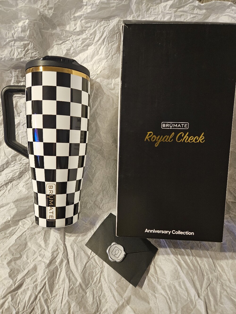 BrüMate 40oz Royal Check Travel Mug - Black & White Checker